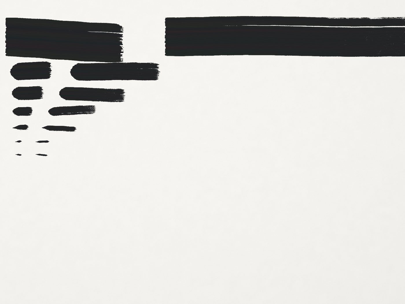 Calibration sheet before correction, with strokes overshooting their marked widths.