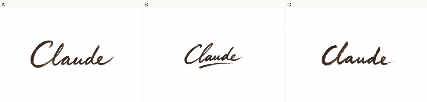 Three cursive Claude signatures.